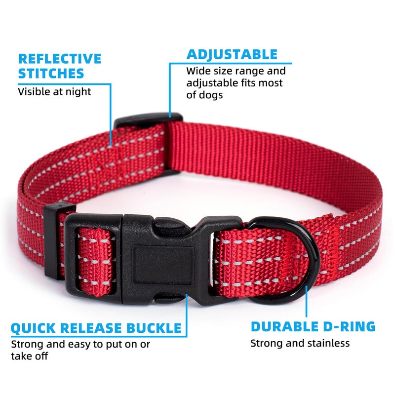 Mile High Life Dog Collar | Nylon Reflective Dog Collars | Light Weight Puppy Collars | Red Dog Collars for Small Dogs (Solid Red, Small) - Image 5